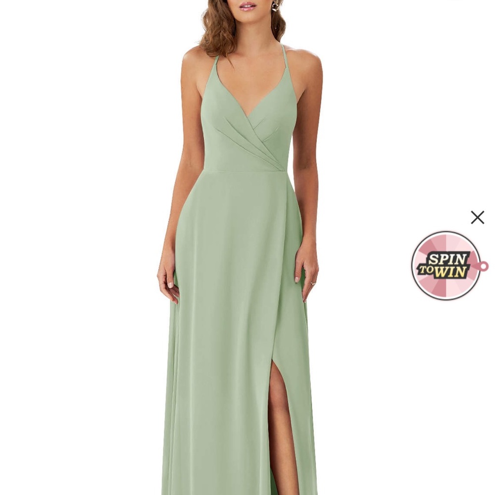 Azazie Davis Dress A- Line Pleated Chiffon Floor-Length Dress Dusty Sage